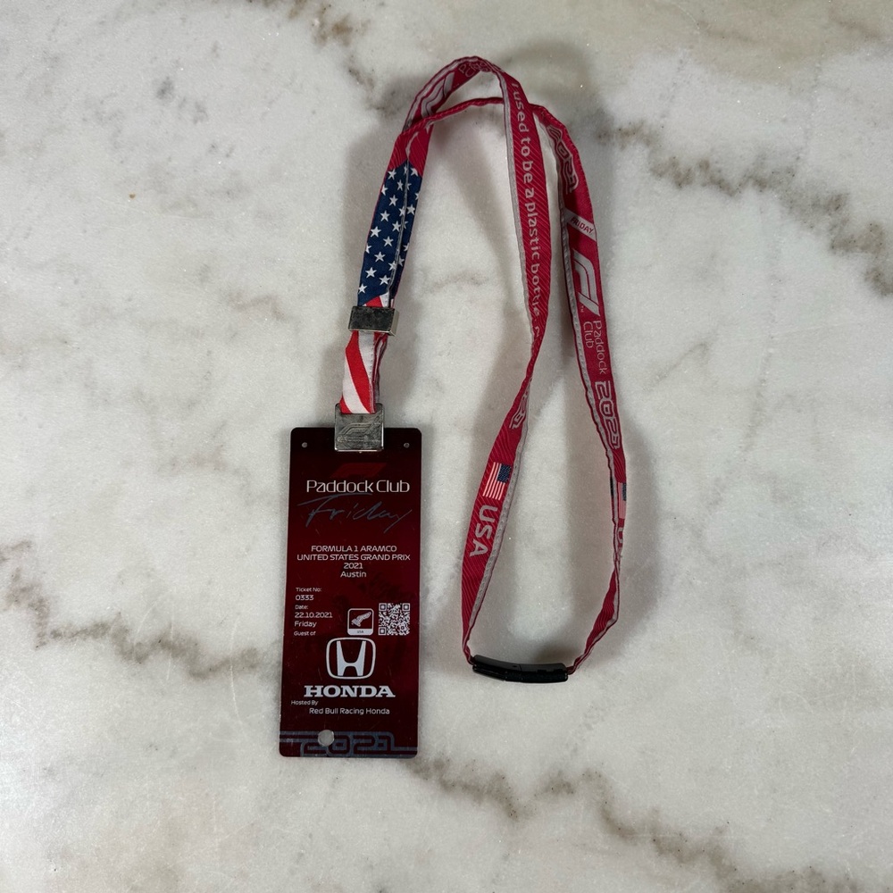 2021 USA F1 Paddock Club Pass Friday COTA Austin Race Max Verstappen Win